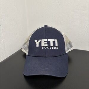Yeti Coolers Snapback Trucker Hat Navy Blue / White Mesh Back Adjustable One Sz